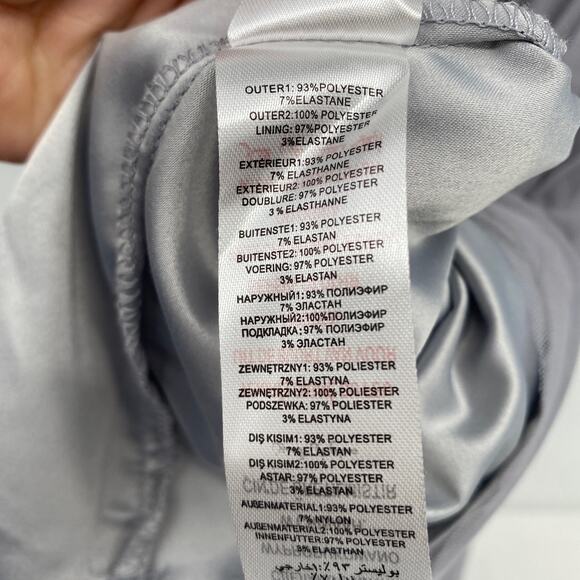 Little Mistress Lace Top Gray Silver Long Sleeve Knee Length Dress US 2 - Picture 5 of 10